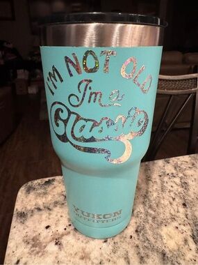 Hand Crafted Turquoise "I'm a Classic" Stainless Tumbler